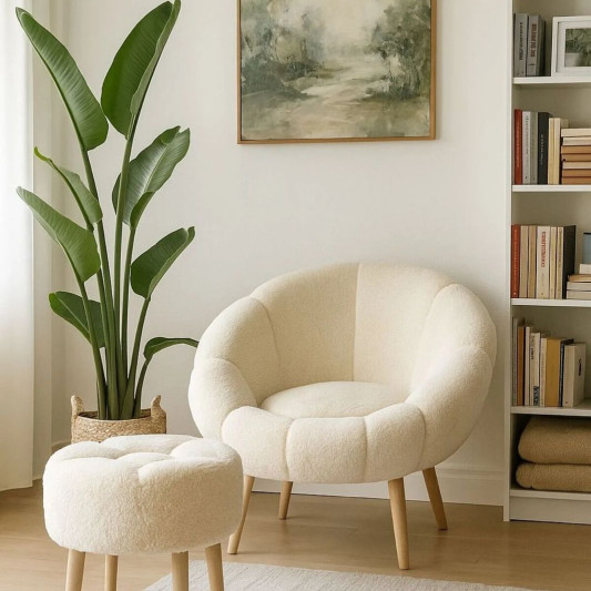 SAG Fotele + Tabure /Krem