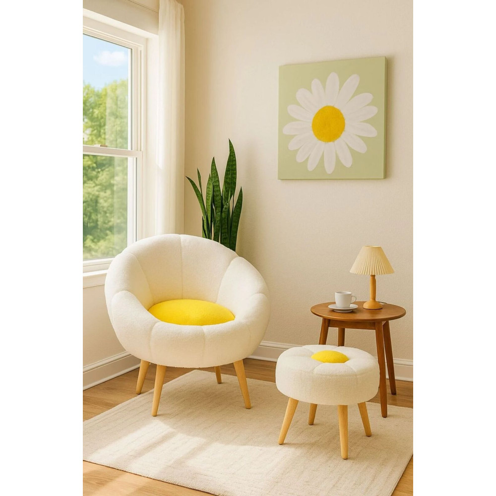 SAG Fotele + Tabure /Rainbow/white/yellow