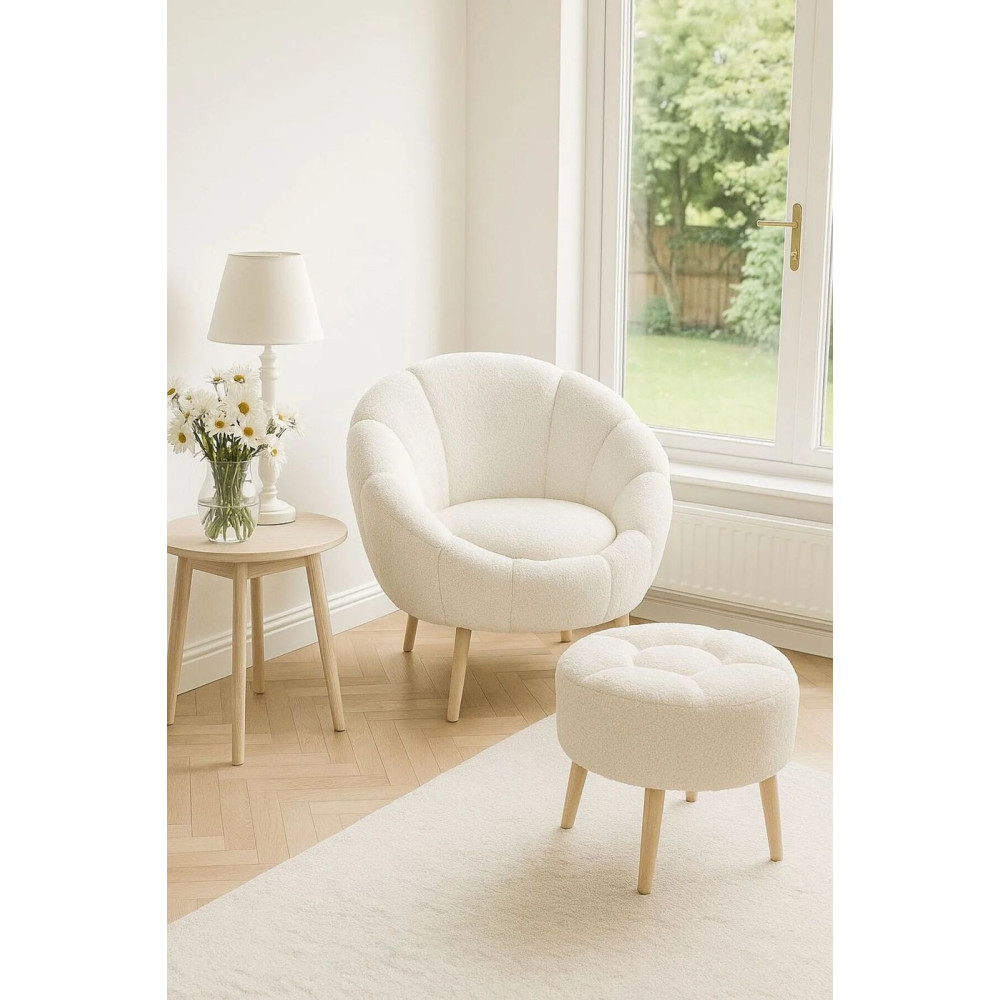 SAG Fotele + Tabure / E bardhë 