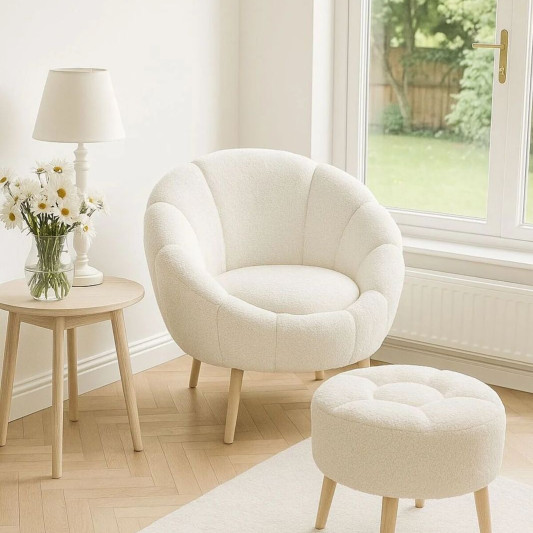 SAG Fotele + Tabure / E bardhë 