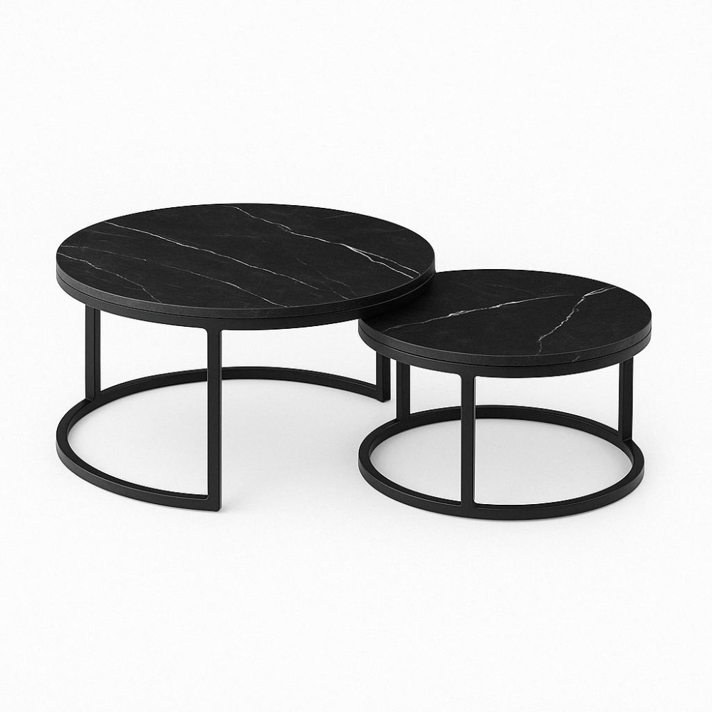 Set tavolina RUNO, të zeza Set tavolina RUNO, të zeza