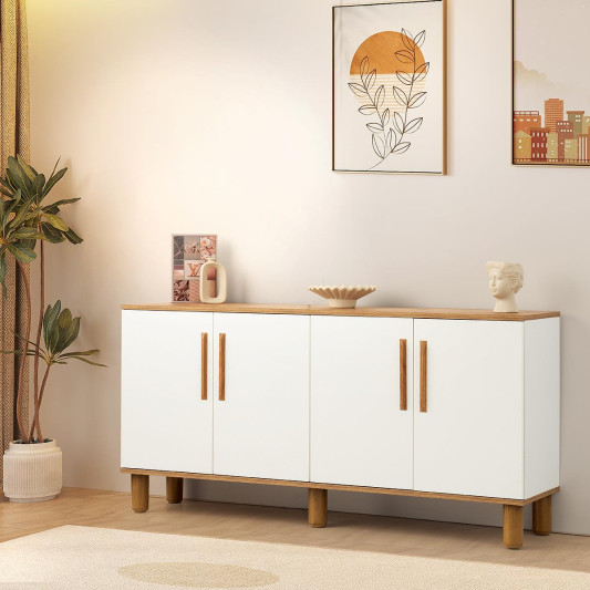 SAG Komod FERA – këmbë druri / bardhë & natyrale SAG Komod FERA – këmbë druri / bardhë & natyrale