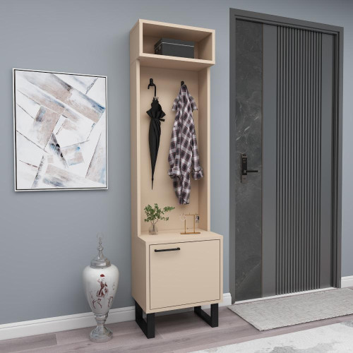 SAG Portmanto ZULKA – Drrasë melamin bezhë & këmbë metalike të zeza