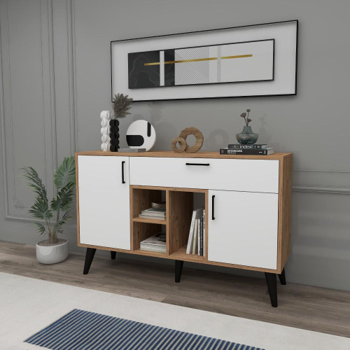 SAG Konsol TUVAS – Drrasë melamin dru natyral & e bardhë