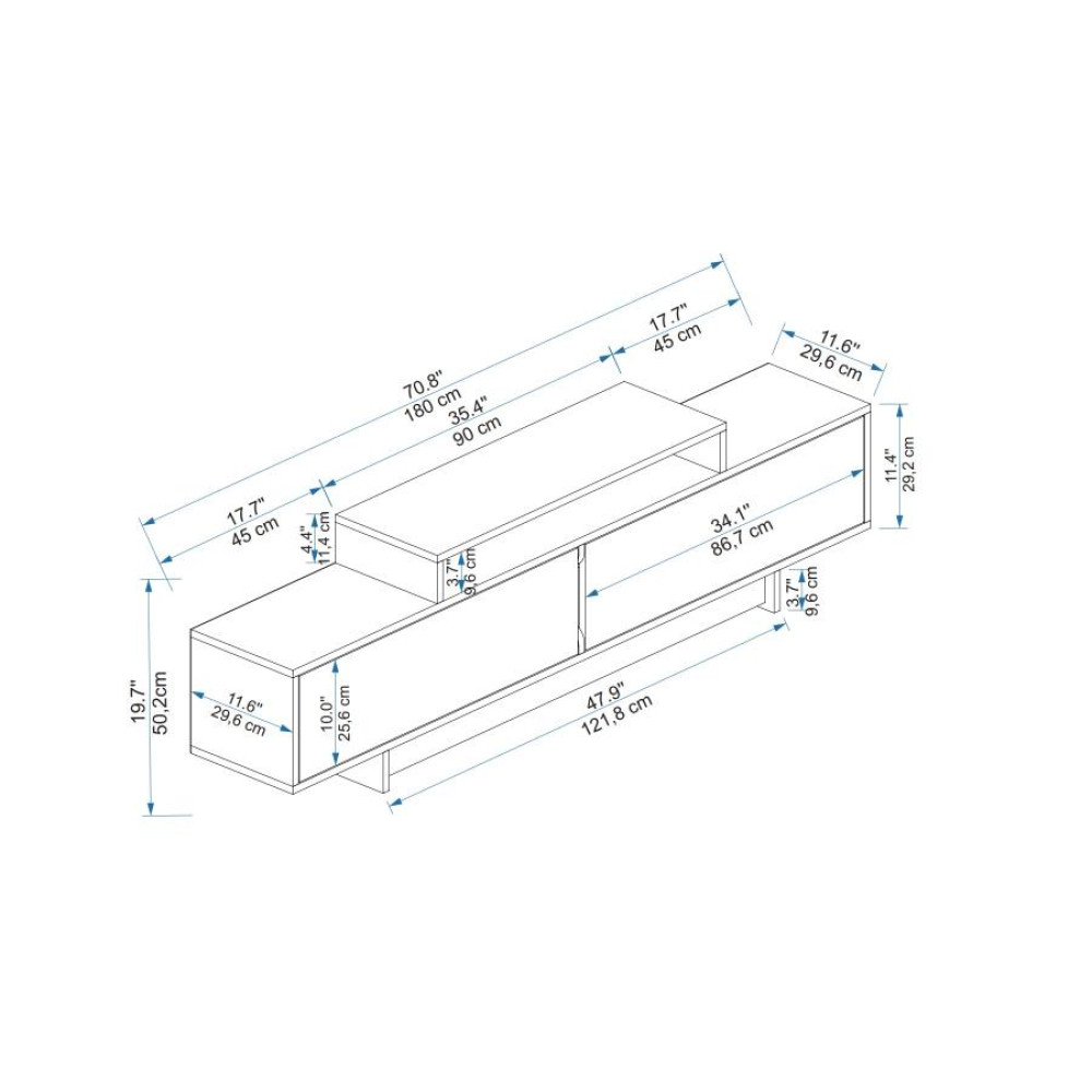 SAG Komodë TV – Drrasë melamin dru natyral & e bardhë
