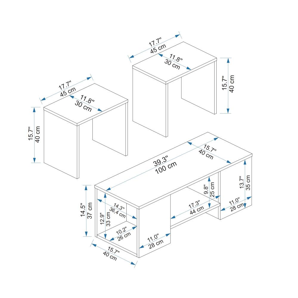SAG Tavolinë mesi 3 në 1 – Drrasë melamin ngjyrë bezhë & dru natyral