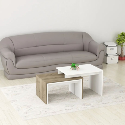 Set Tavolinash Kafe / White – Walnut