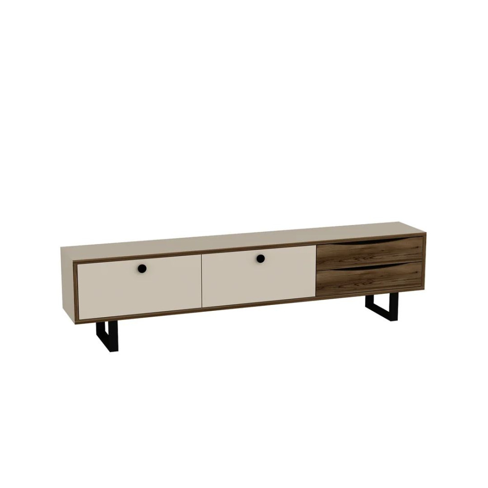 Komoda TV — Beige / Walnut Wood Komoda TV — Beige / Walnut Wood