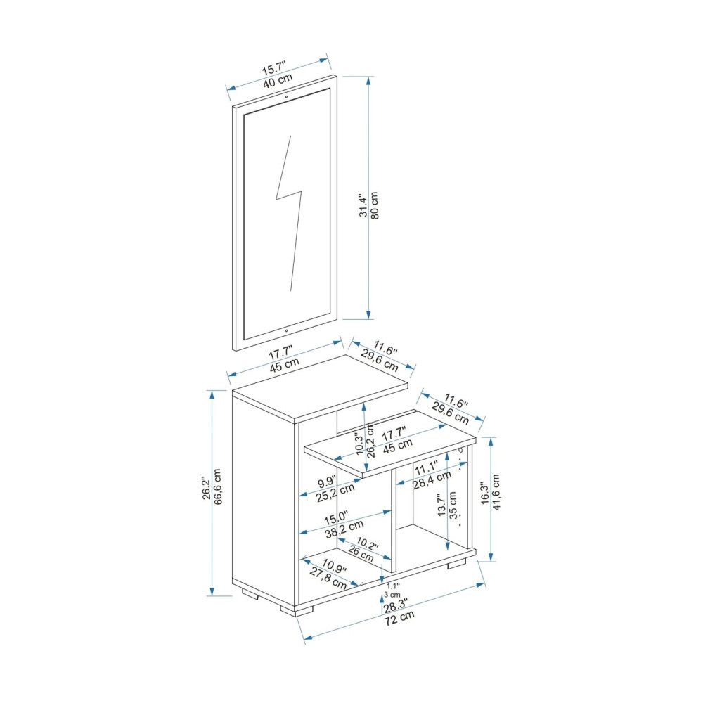 Konsolë Hyrjeje me Pasqyrë / Ngjyrë e Bardhë Konsolë Hyrjeje me Pasqyrë / Ngjyrë e Bardhë