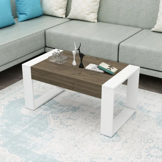 Tavolinë Qëndrore / Walnut & White