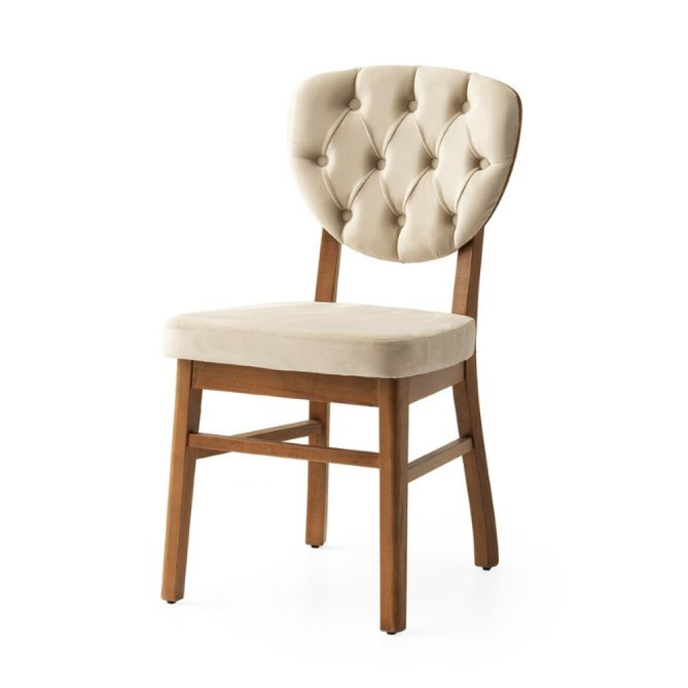 SAG ulëse – druri natyral / kadife bezhë me pulla SAG ulëse – druri natyral / kadife bezhë me pulla