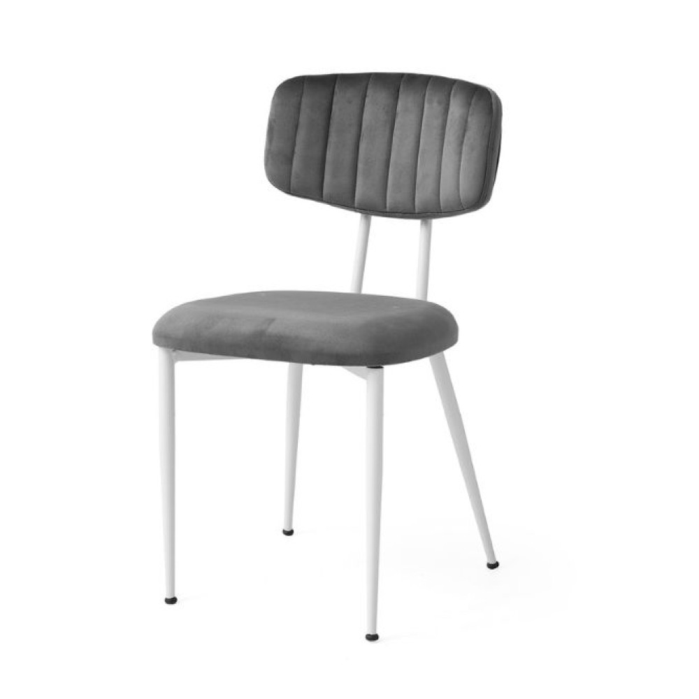 SAG ulëse – këmbë të bardha / kadife gri me vija vertikale SAG ulëse – këmbë të bardha / kadife gri me vija vertikale