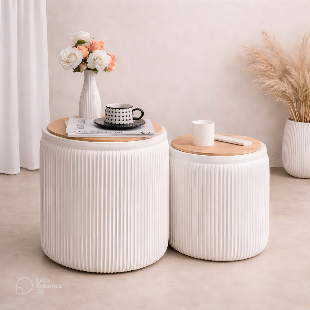 Tavolinë & Pouf Multifunksional me Hapësirë Magazinimi