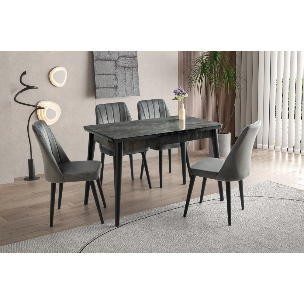 Tavolinë e ngrënies Graphite Stone – Sag Metal