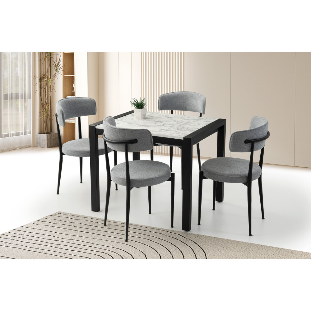 Tavolinë e ngrënies Nordic Marble – Sag Metal