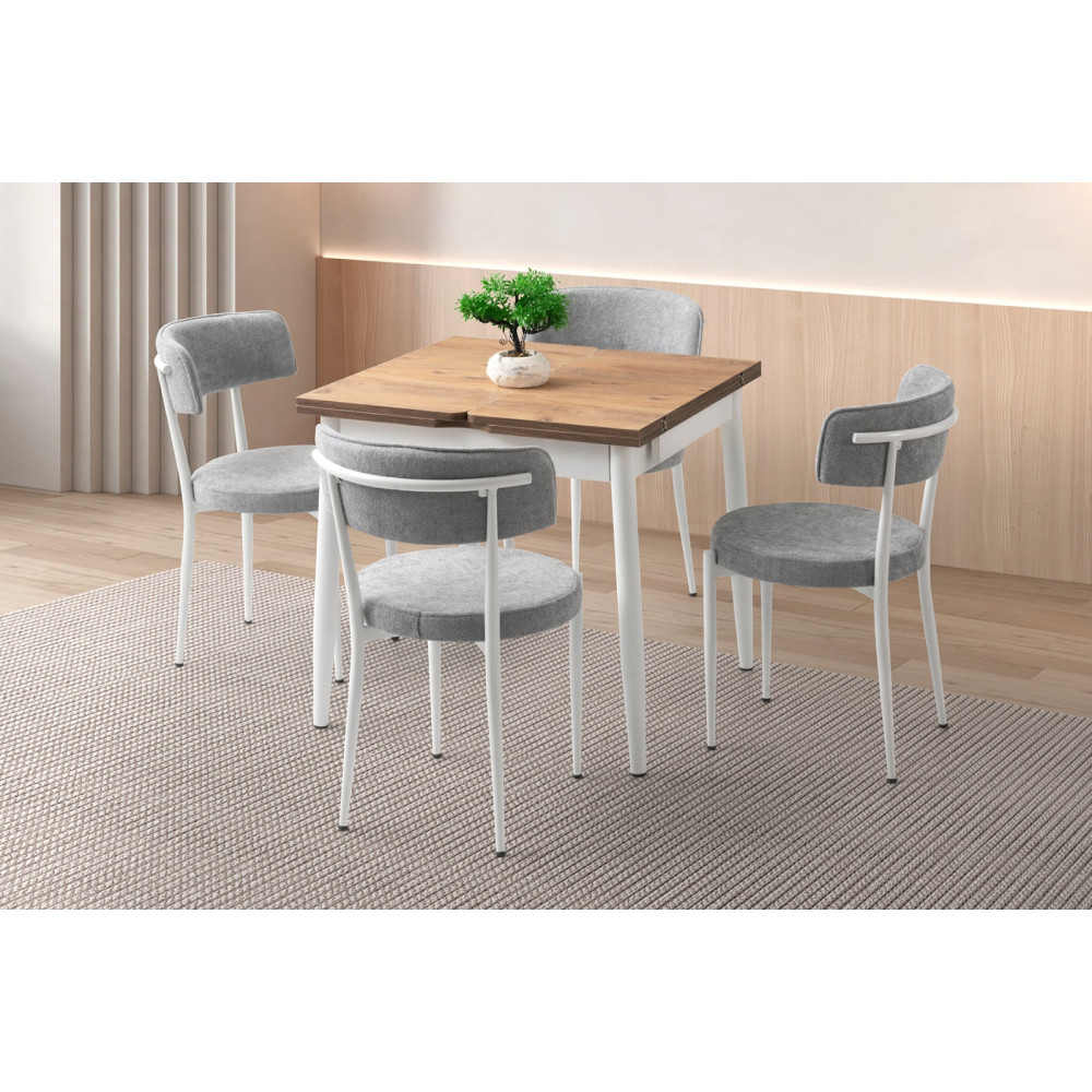 Tavolinë e ngrënies Scandi Square Oak – Sag Metal