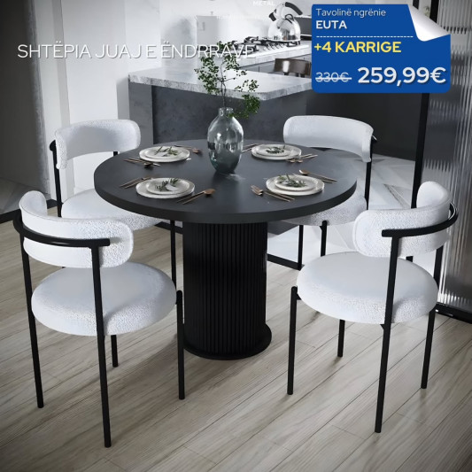 Tavolinë Moderne e Ngrënies me 4 Karrige – Dizajn Elegant dhe Minimalist