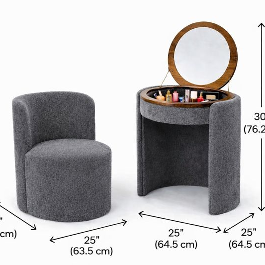 SAG Metal Ulëse 2-në-1 me Pasqyrë - Hiri