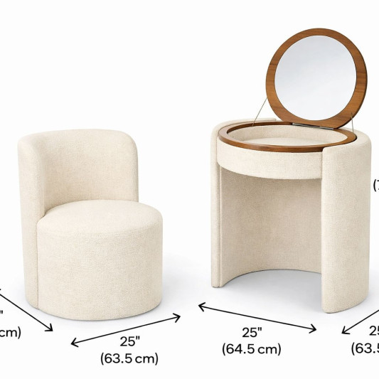 SAG Metal Ulëse 2-në-1 me Pasqyrë - Krem SAG Metal Ulëse 2-në-1 me Pasqyrë - Krem