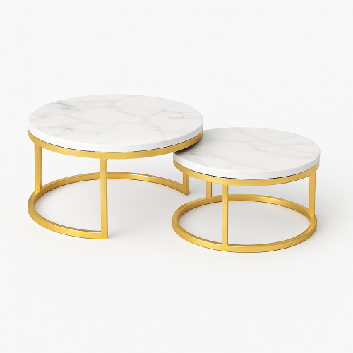 Tavolina mesi SAG Metal – bardhë mat / këmbë gold