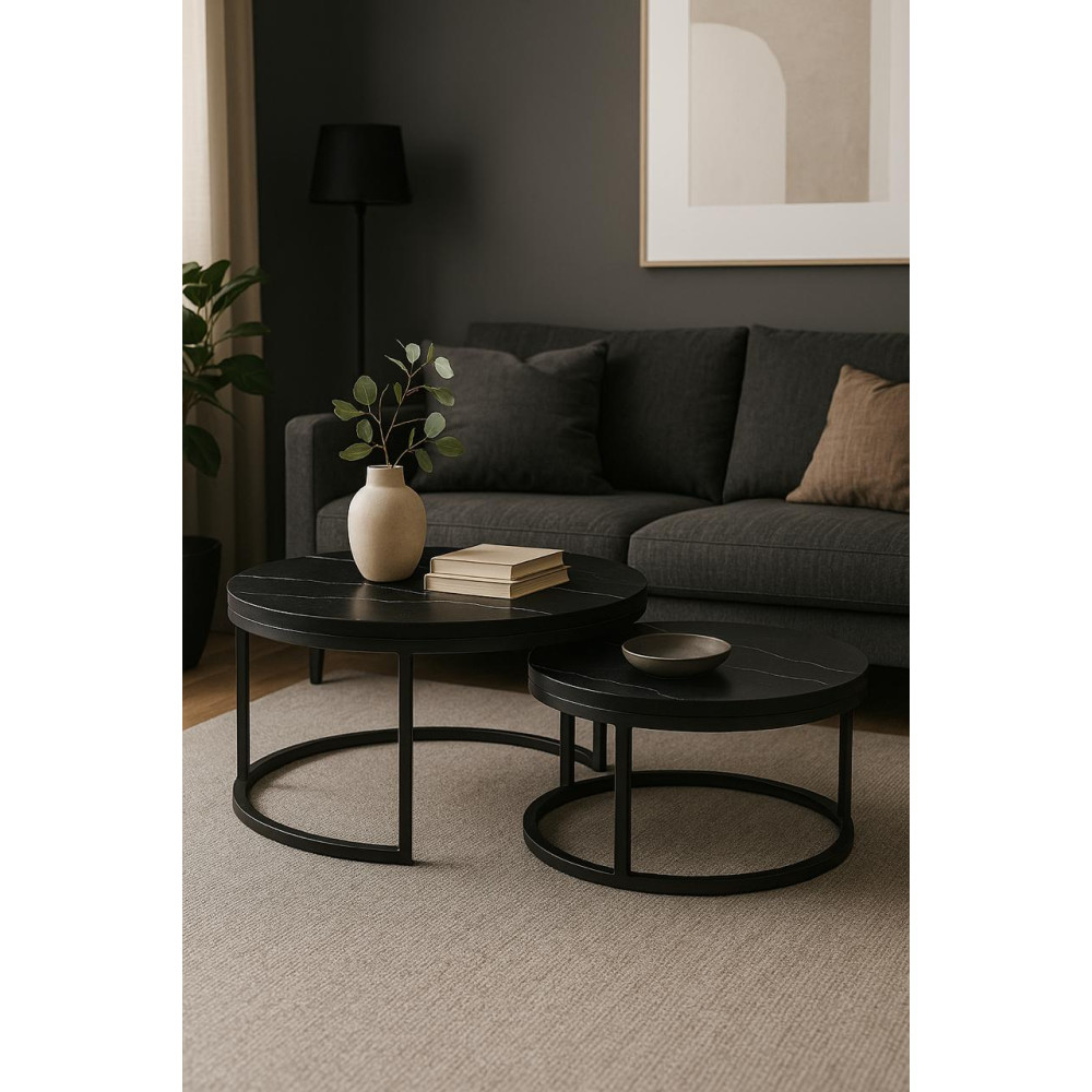 Set tavolina RUNO, të zeza Set tavolina RUNO, të zeza