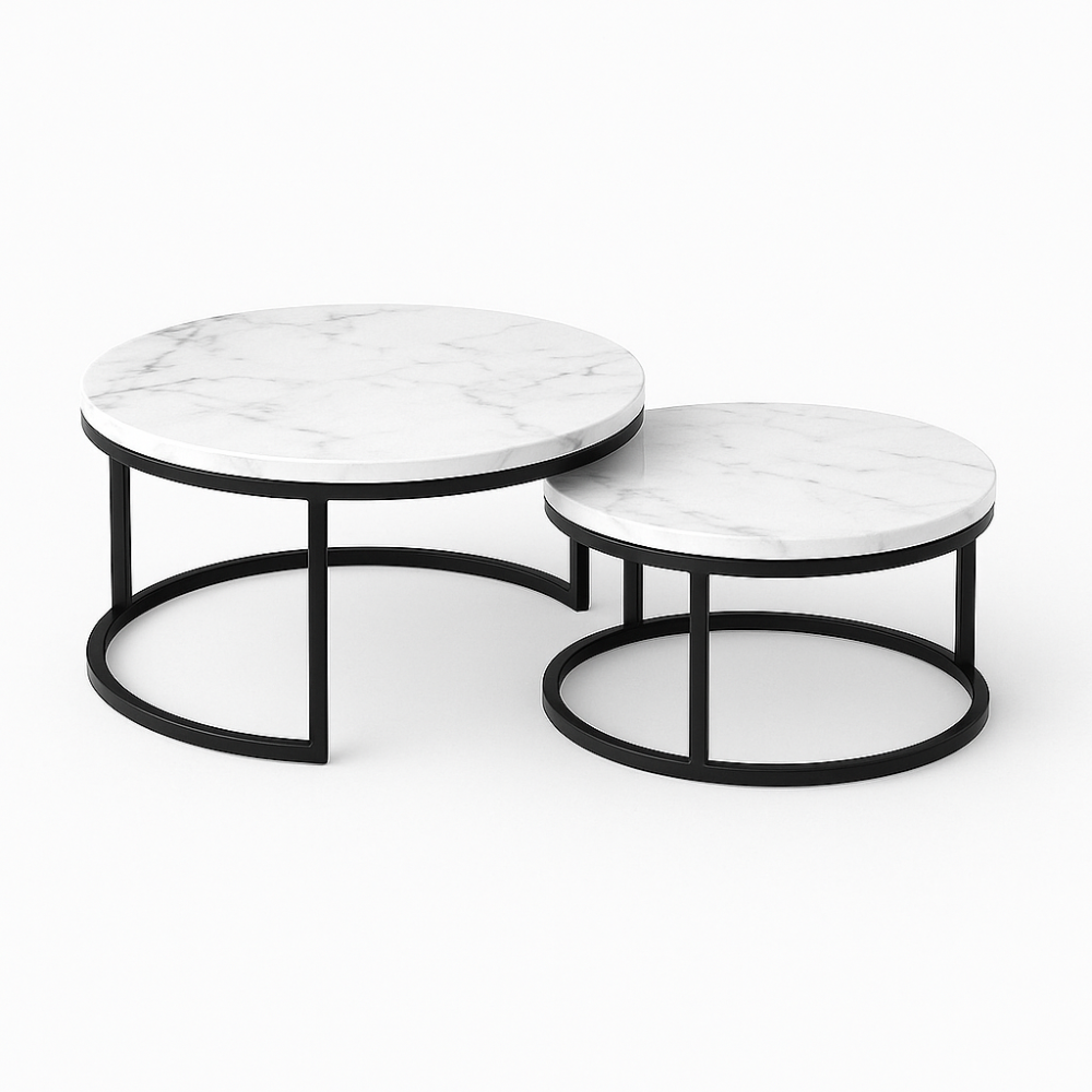 Set tavolina RUNO, bardh imitim mermeri Set tavolina RUNO, bardh imitim mermeri