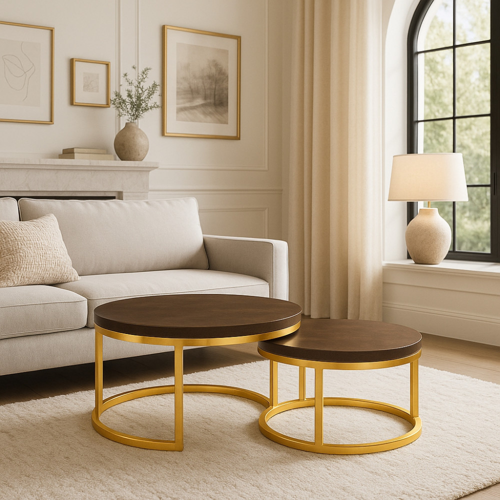 Tavolina mesi SAG Metal – kafe e errët / këmbë gold