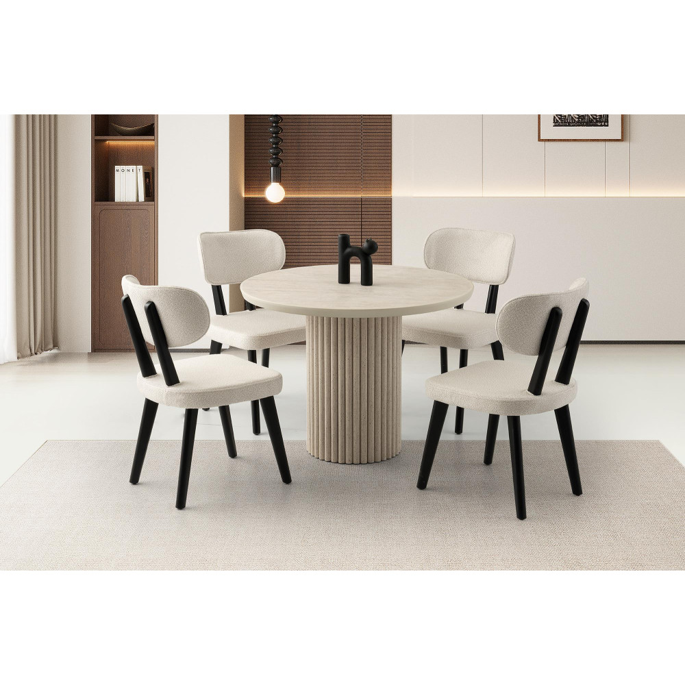 Set tavolina SAG Metal – bezhë / e bardhë