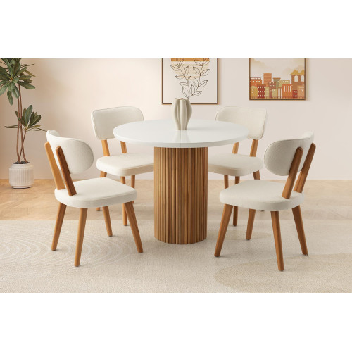 Set tavolina SAG Metal – e bardhë / dru natyral