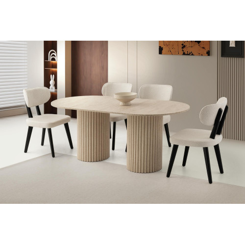 Set tavolina SAG Metal – dru natyral / e bardhë