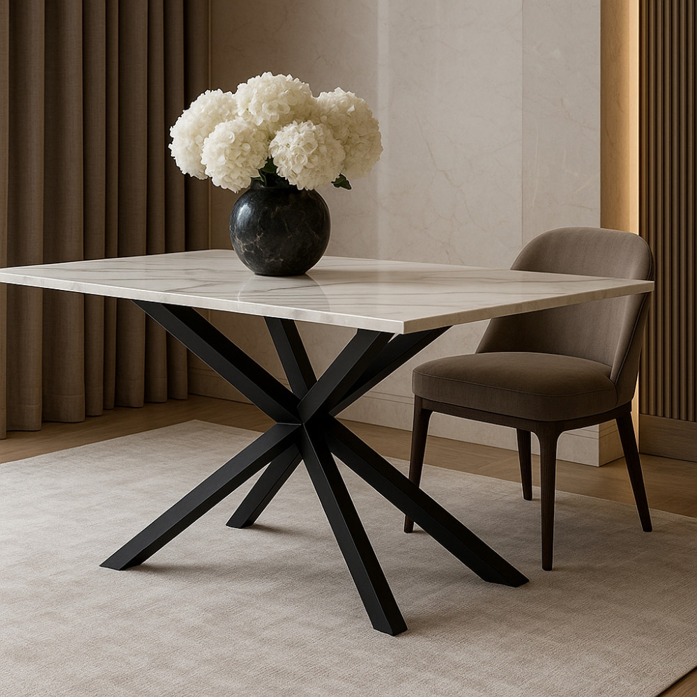 SAG Tavolinë Ngrenies – Sipërfaqe e bardhë / Këmbë të zeza