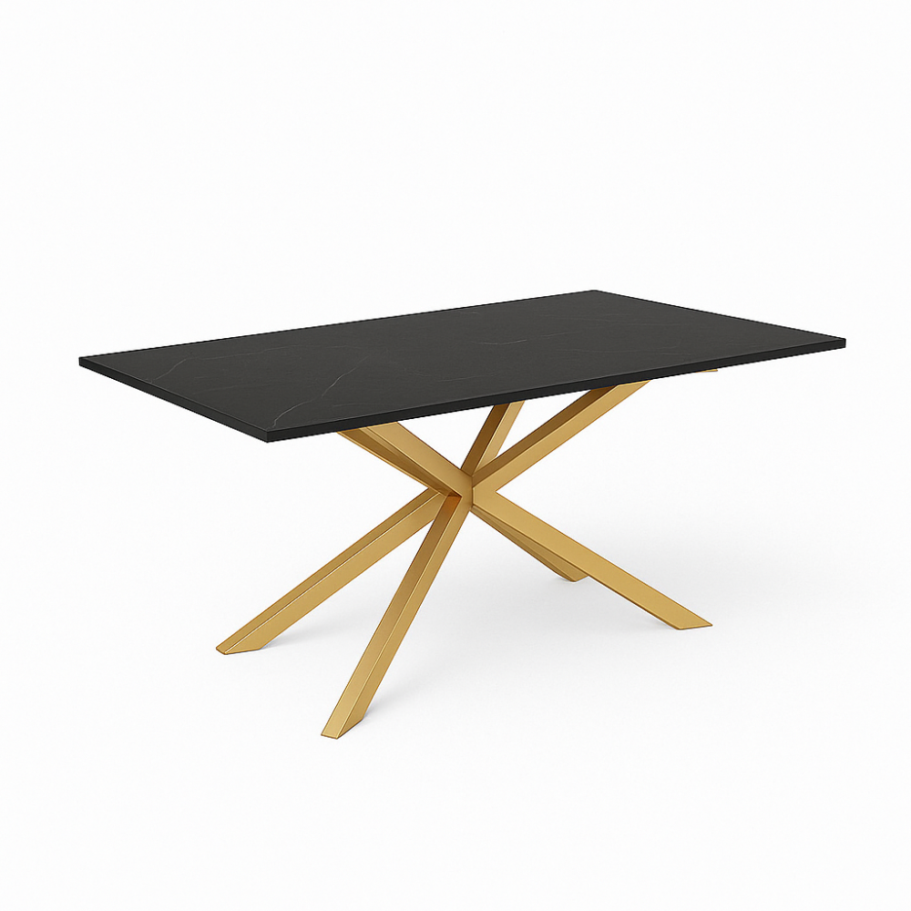 SAG Tavolinë Ngrenies – Sipërfaqe e Zeze / Këmbë Gold